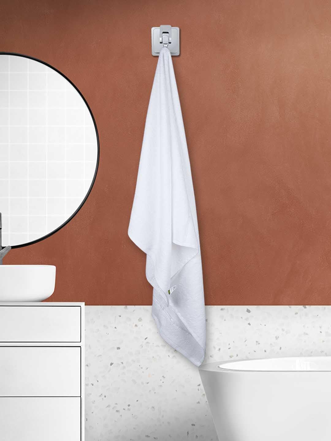 Ramraj Cotton Soft & Absorbent Terry Bath Towel 450 Gsm (White)