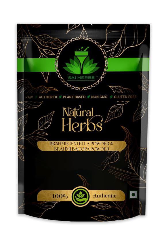 Sai Herbs 100 % Pure Brahmi Centella Ayurvedic Powder & Brahmi Bacopa Ayurvedic Powder Mixture For Strength Pure & Natural | 500gm 1.1lbs