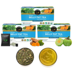 Teacurry Plant Based Belly Fat Tea - Pack Of 3 X 30 Individually Wrapped Tea Bags | Helps With Belly Fat, Water Weight, Bloating - Low Caffeine | Made With Cinnamon, Gymnema Sylvestre, Turmeric