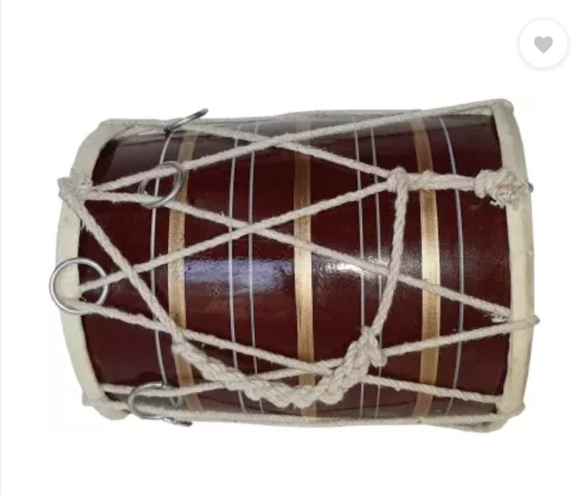 Pure Handmade Miniature Musical Instruments Wooden Kids Dholak - Dark Brown | Professional Grade Dholak, Made With Thoroughly Dried Mango Wood - Perfectly Symmetric Round Dholak