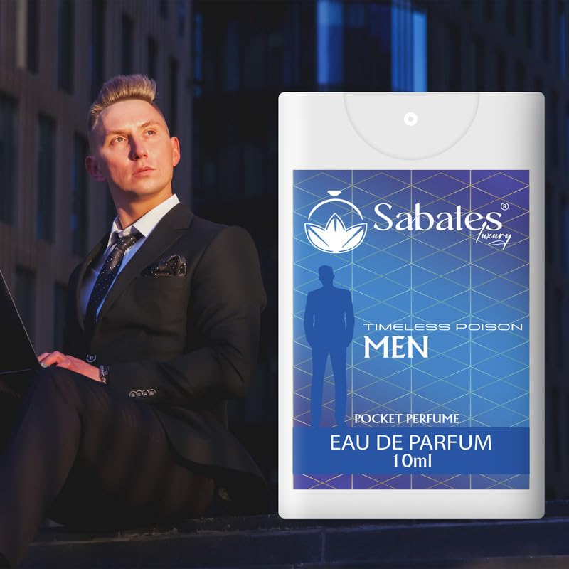 Sabates Timeless Poison Eau De Parfum Each 10ml 0.3 Fl.oz. Combo Of 3 | Longest Lasting , Luxury  Mens Perfume | Pocket Friendly