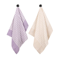 Mush Bamboo Turkish Hand Towels 250 Gsm | 100% Bamboo Gym Towel For Men & Women | Ultra Soft, Absorbent & Quick Dry Towel | Lavender & Beige (Set Of 2)