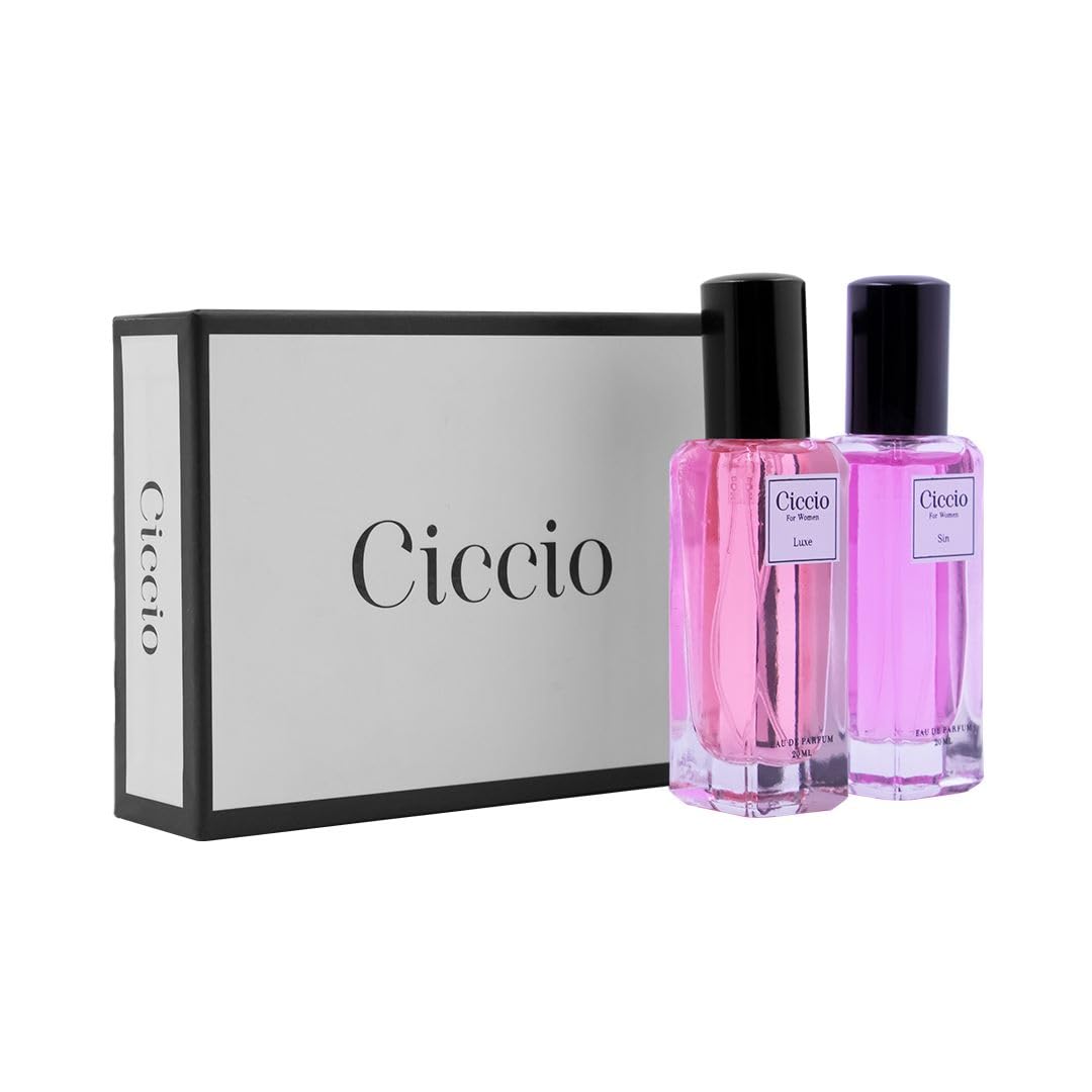 Ciccio Luxe + Sin Eau De Parfum For Women 20ml 0.6 Fl.oz. Each Pack Of 2 Combo Gift Pack | Long Lasting Luxury Fragrance