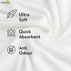 Freshshine Face Towel 750 Gsm | Super Soft Quick Dry Microfiber Face Towel (White) - Set Of 5