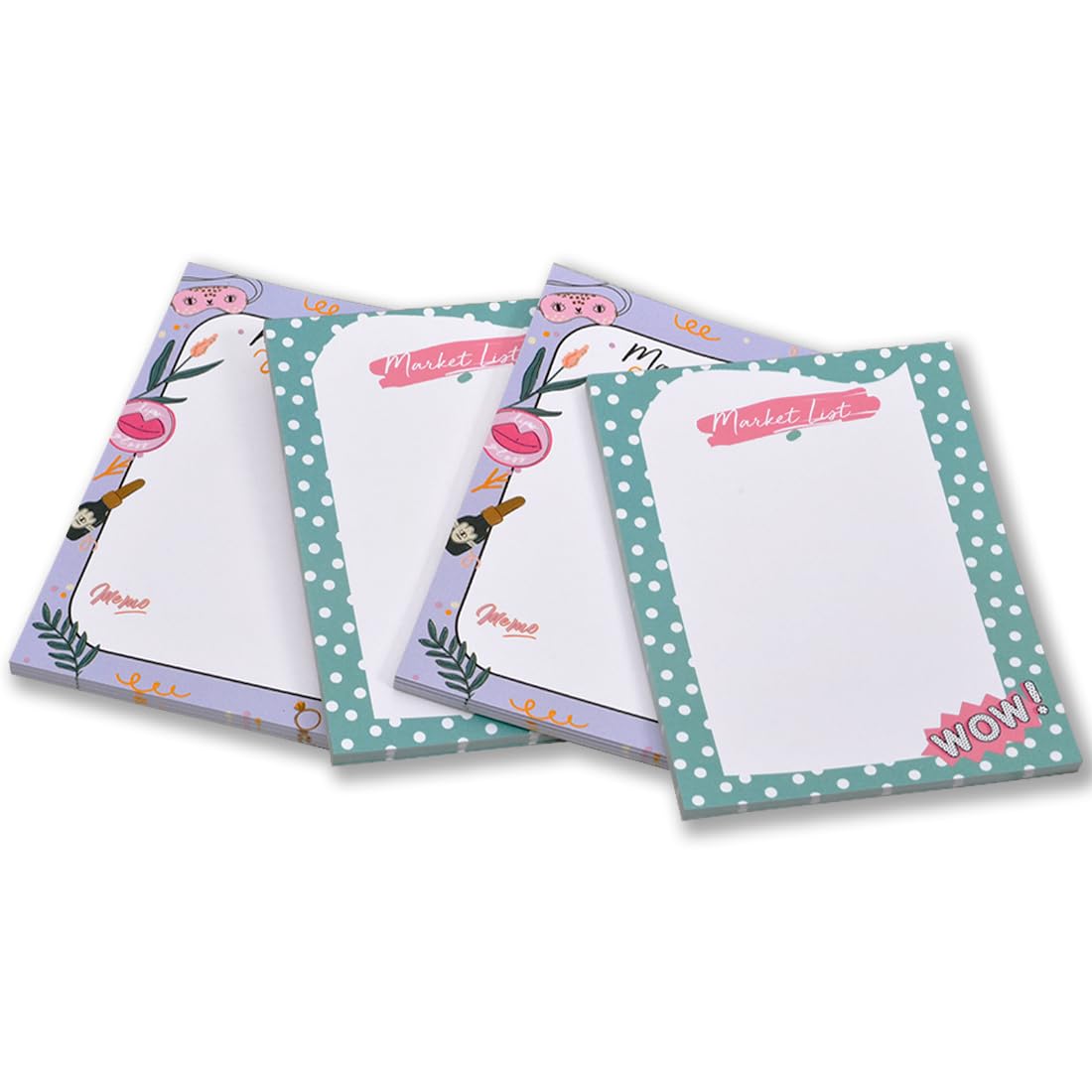 Doodling To Do List Pads, Daily Scheduling, Reminder List Time Table Organizer, Set Of 4