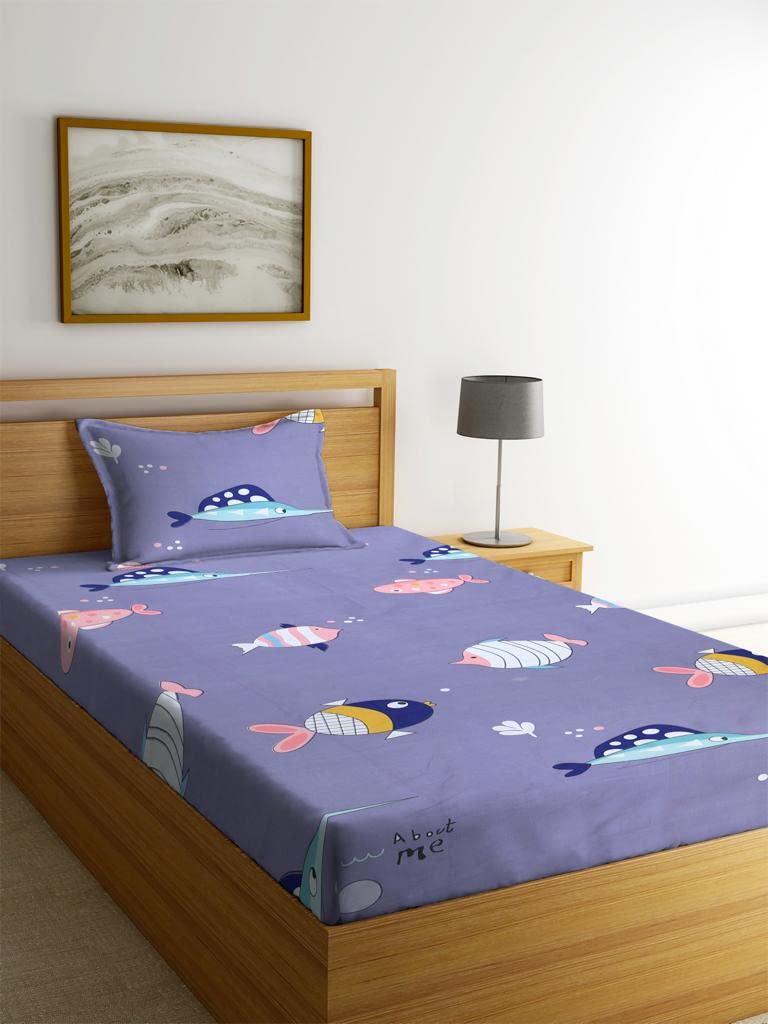 Printed 2 Single Bedsheets Special For Kids With 2 Matching Pillow Covers - 60 X 90 Inches, Multicolor | Cotton Feel Soft & Smooth Cartoon Bedsheet