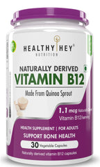 Healthyhey Nutrition 100% Natural Vitamin B12 - Support Immune Health | Non - Synthetic, No - Chemical | 30 Veg Capsules , 50gm 0.1lbs