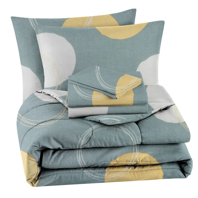 Bedding Set King Size Double Bedsheet With 2 Pillow Covers, Summer Comforter - 90 X 100 Inches, Grey & White | Durable & Lightweight - Ideal For House, Guest House, Hotel