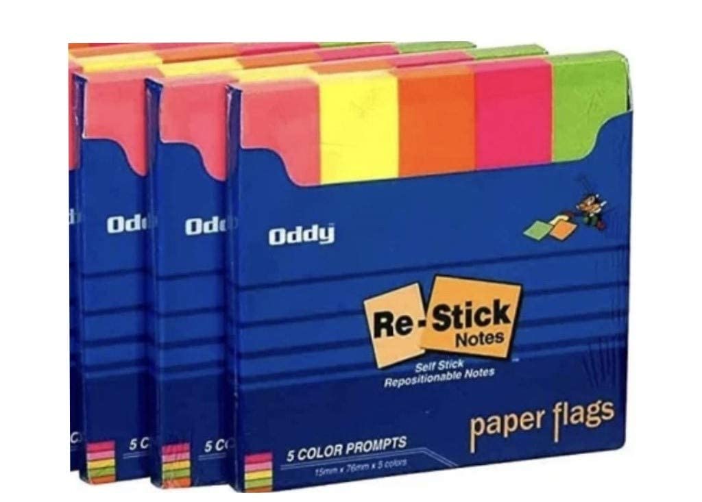 Sticky Notes, Paper Flags 15 X 76 Mm Multicolor Sticky Notes (Pack Of 3 x 250 Sheets Per Pad)