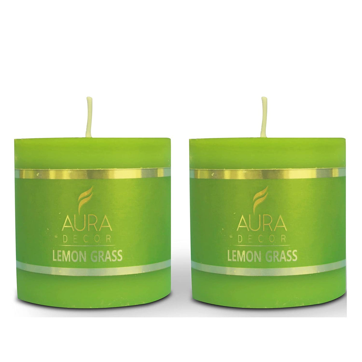 PILLAR CANDLE 2.5 INCH FRAGRANCE LEMON GRASS | BURNING TIME 30 HOURS | PACK OF 2