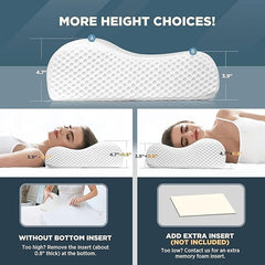 Cervical Contour Memory Foam Pillow For Sleeping, Standard Size - White | Orthopedic Pillow For Neck Pain, Support For Back, Stomach, Side Sleepers, With Breathable, Zip Cover