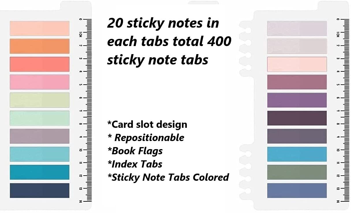 Writable Sticky Index Tabs, Sticky Note Tabs, Book Flags Tabs Strip Index Tabs - 400 Pcs