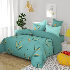 1 Fitted Double Bed Bedsheet With 2 Pillow Cover - 86 X 86 Inches, Sea Green | 120 Thread Count Soft Brushed Microfiber - Breathable & Wrinkle Free