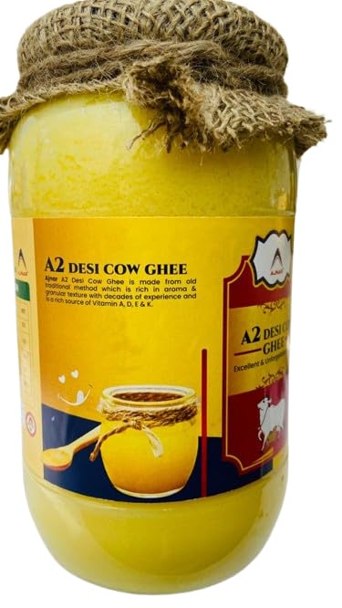 100% Pure A2 Desi Cow Ghee By Ajnar | Rich In Nutrients & Flavor Made From Traditional Bilona Method Desi Ghee Good For Health | (200ml) 6.7 Ounce | Jar Pack