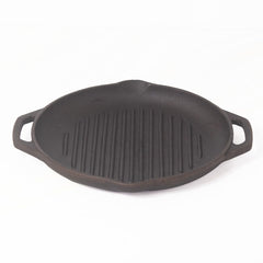 Pre-Seasoned Black Cast Iron Round Grill Pan With Double Handle - Medium, 26.7 Cm, 10.5 Inch, 0.6 Liters, 2.1 Kg | Induction Friendly, 100% Pure & Toxin-Free, No Chemical Coating