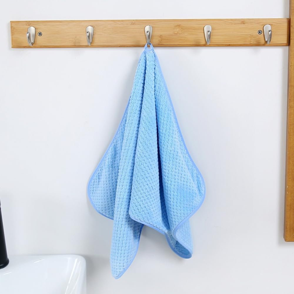 Linear Microfiber Hand Towel 240 Gsm | Highly Absorbent Hand Towels For Bathroom Soft Hand Microfiber Towel For Men & Women (Blue)- Pack Of 2