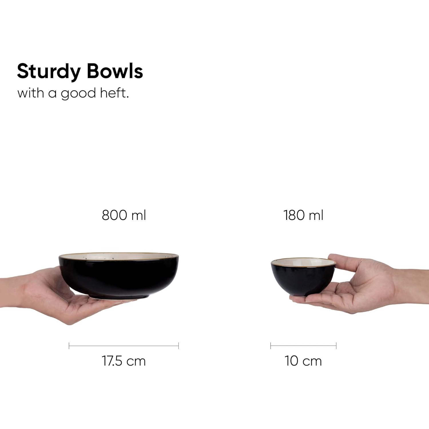 Ceramic Dinner Set Of 20 Pcs, Black Ivory | Crockery Set For Dining Table - Glossy Finish Premium Stoneware | 6 Dinner Plates + 6 Quarter Plates+ 6 Veg Bowls, 180ml Each+ 2 Flat Bowls, 800ml Each
