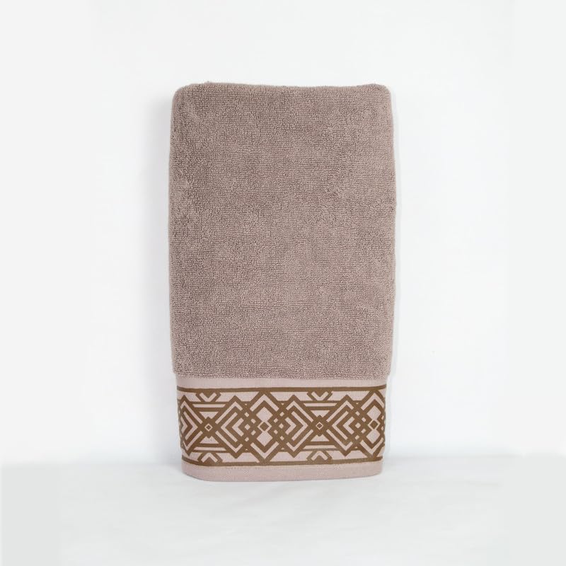 Rangoli 100% Cotton Fibre Bath Towel 600 Gsm | Highly Durable & Absorbent Towel | Skin-Friendly & Quick Drying Luxury Towels (Brown) - Pack Of 1