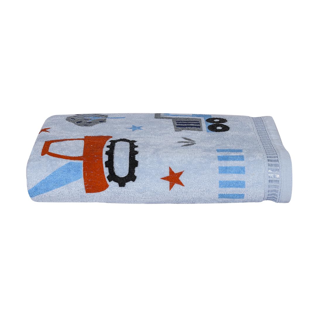 Rangoli 100% Cotton Kids Bath Towel 400 Gsm | Super Soft & Highly Absorbent, Anti-Bacterial & Anti-Odour, Multipurpose Towels (Blue)