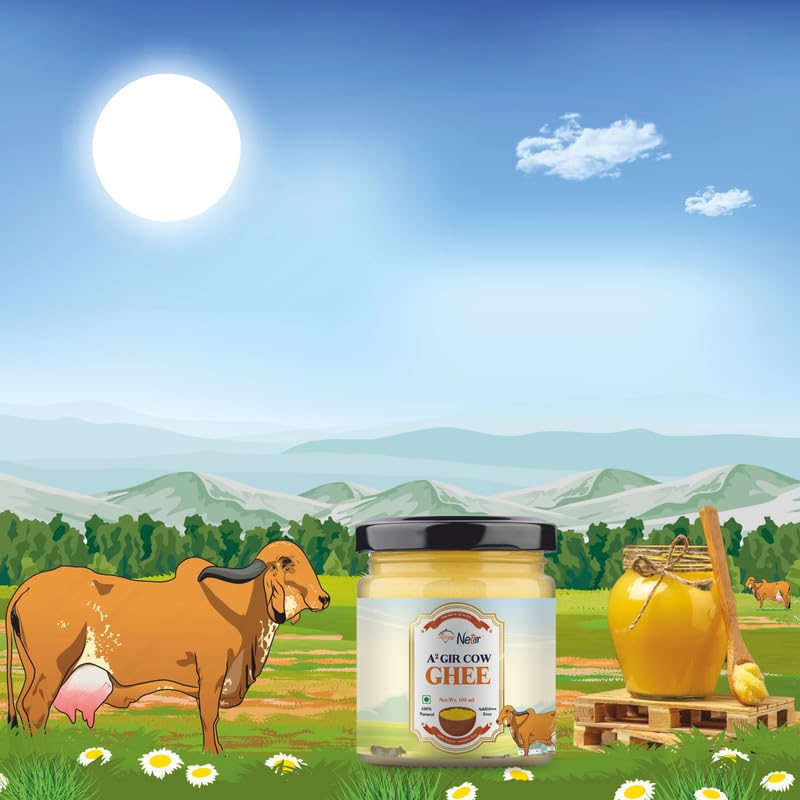 100% Pure A2 Gir Cow Ghee By Netar | Rich In Vitamins A, E Healthy Desi Danedar Ghee For Bakes Cookies | 600ml (100ml * 6) 20.2 Ounce | Jar Pack