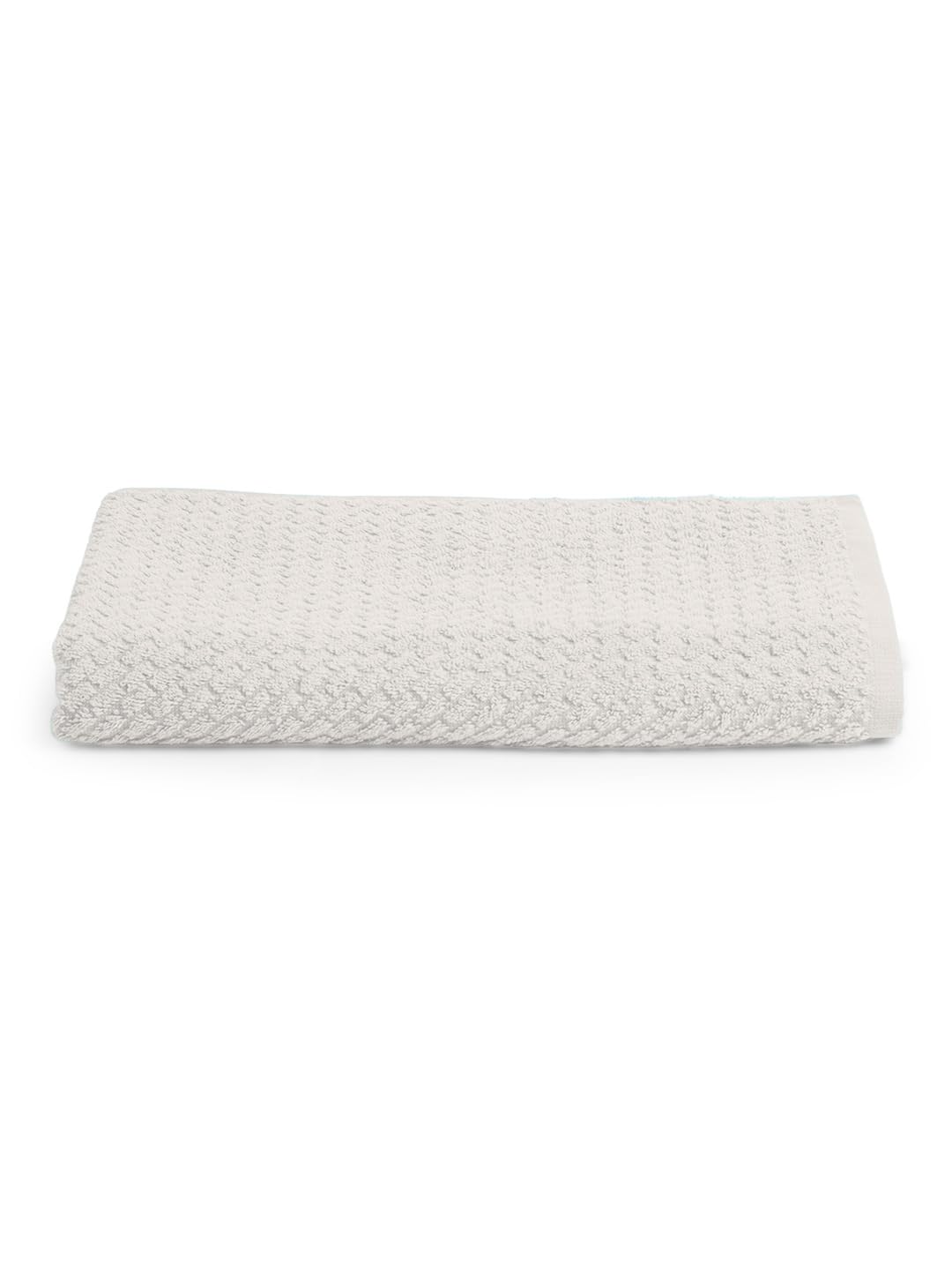 Spaces 100% Cotton Large Size Bath Towel 450 Gsm | Super Absorbent, Quick Dry, Ultra Soft Bath Towel | Dobby Solid Design (White Sand)
