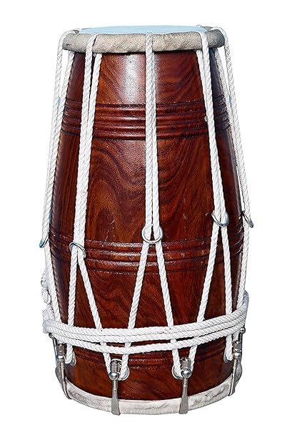 Special Half Rassi Sheesham Wood Dholak Drum - Dark Brown | Perfectly Symmetric Round Dholak, Nut & Bolt Tuned - Very Easy To Tune, Dholki Musicals Instrument