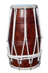Special Half Rassi Sheesham Wood Dholak Drum - Dark Brown | Perfectly Symmetric Round Dholak, Nut & Bolt Tuned - Very Easy To Tune, Dholki Musicals Instrument
