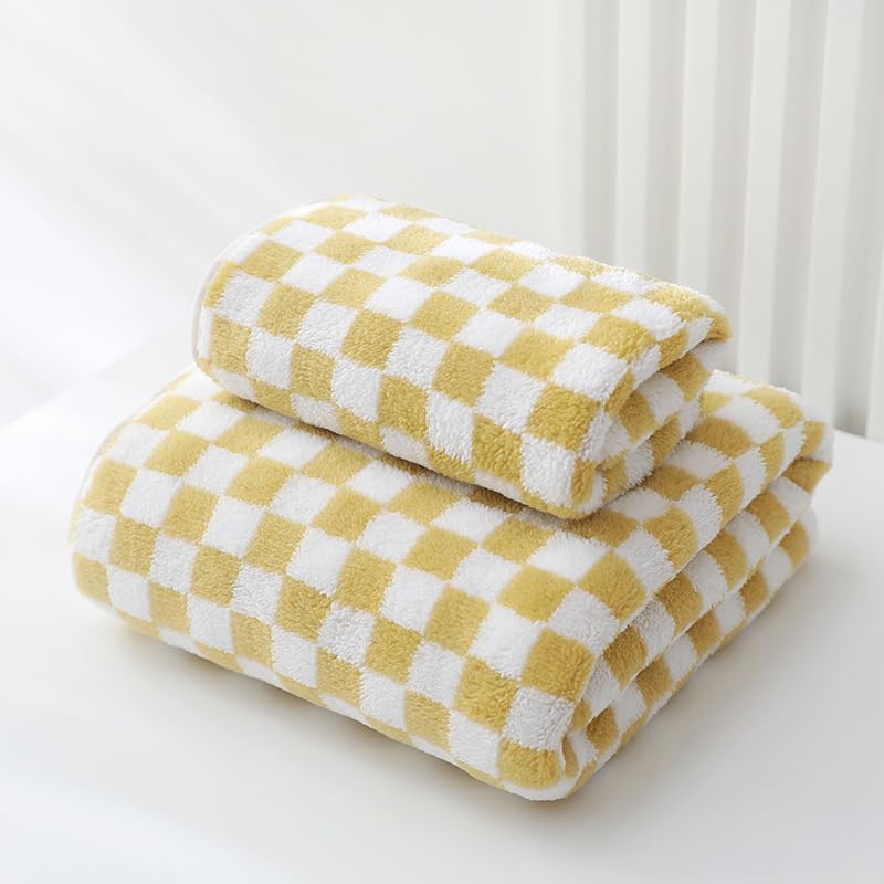 Homecloud Ultra Soft Bath & Face Towel 400 Gsm | 3x Softer Than Cotton Towels Highly Absorbent & Ultra Fast Dry Perfect For Home, Pool, Spa & Gym | Set Of 2 (Yellow)