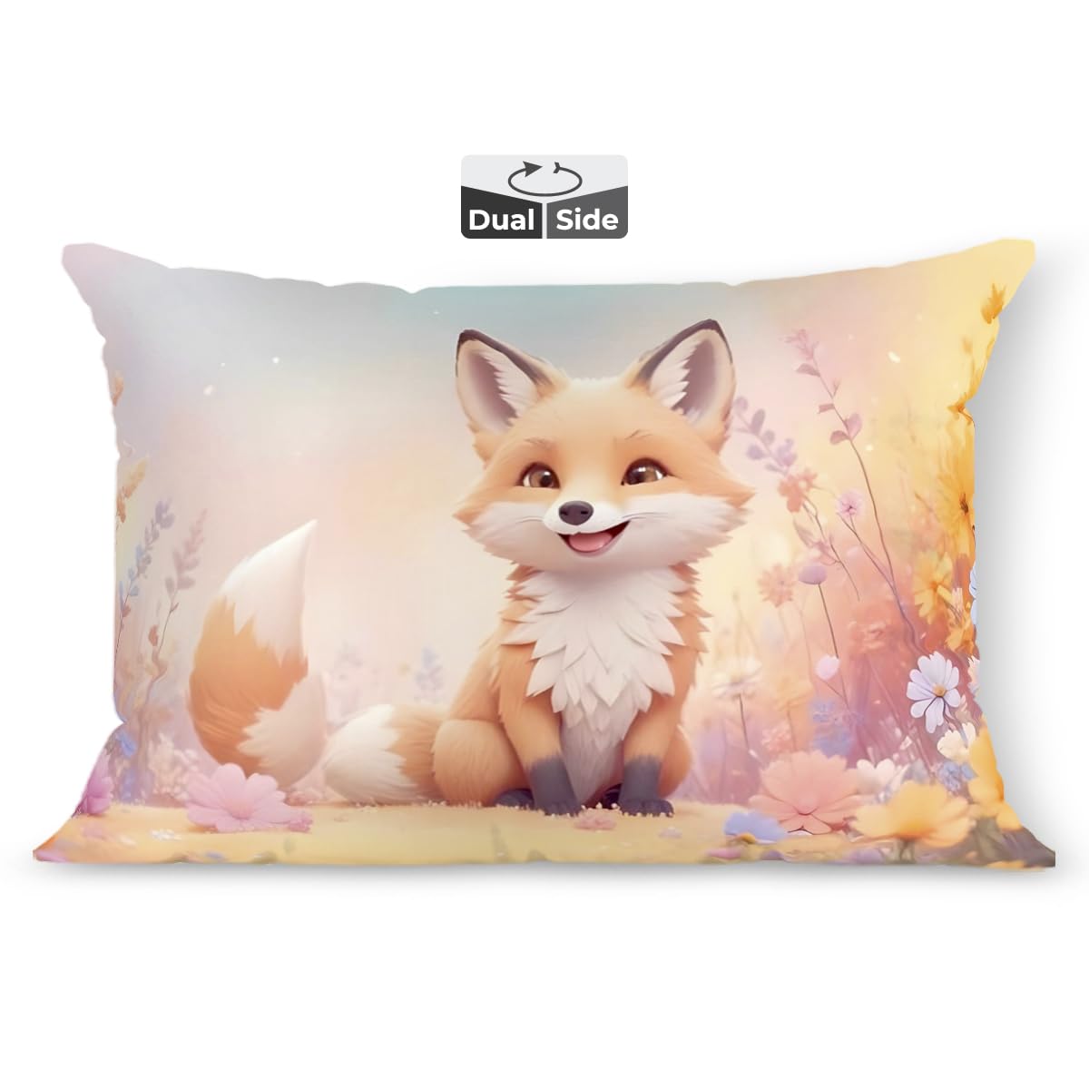 Kids Pillow Cushion With Super Soft Fabric, Animal & Cartoon Prints - 12x18 Inches | Dual Sided Design, Durable & Easy Care | Large & Versatile, Multi-Purpose, Made In India - Design 16