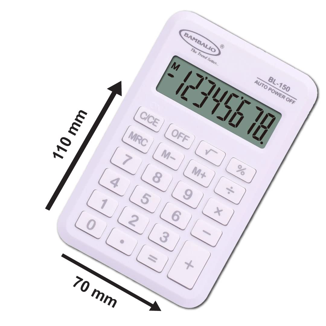 Bambalio Bl-150 Pocket 8 Digits-large LC Display Size Electronic Calculator 3 Years Warranty. (White) | LCD Screen For A Longer Life