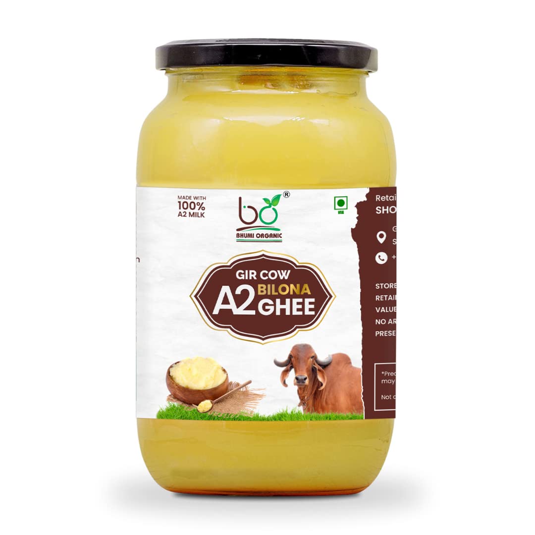 Pure Premium A2 Gir Cow Ghee By Bhumi Organic | Naturally & Healthy Bilona Method Cow Ghee Perfect For Body Health | (250ml) 8.4 Ounce | Jar Pack