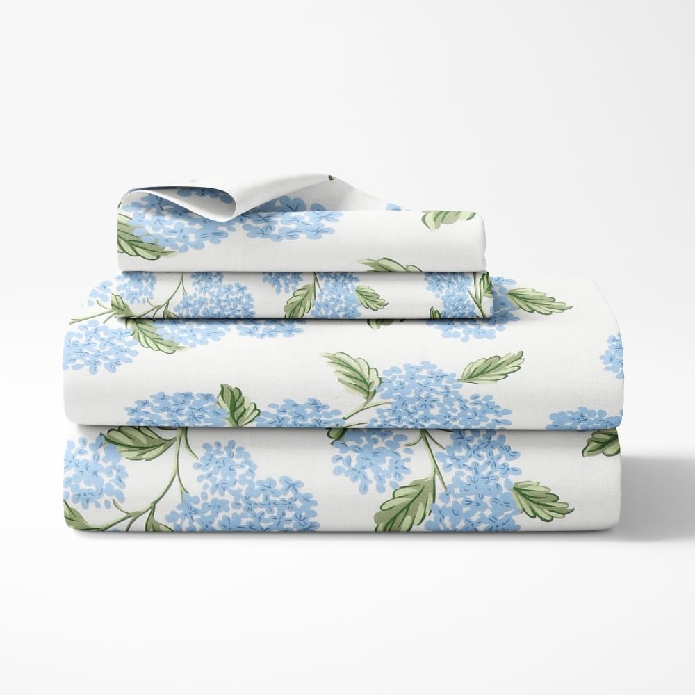 King Size Bed For Elastic Fitted Bedsheet With 2 Pillow Covers | 72 X 78 X 10 Inches, White & Blue | Softness, Durability & Comfort | Perfect For Everyday Use