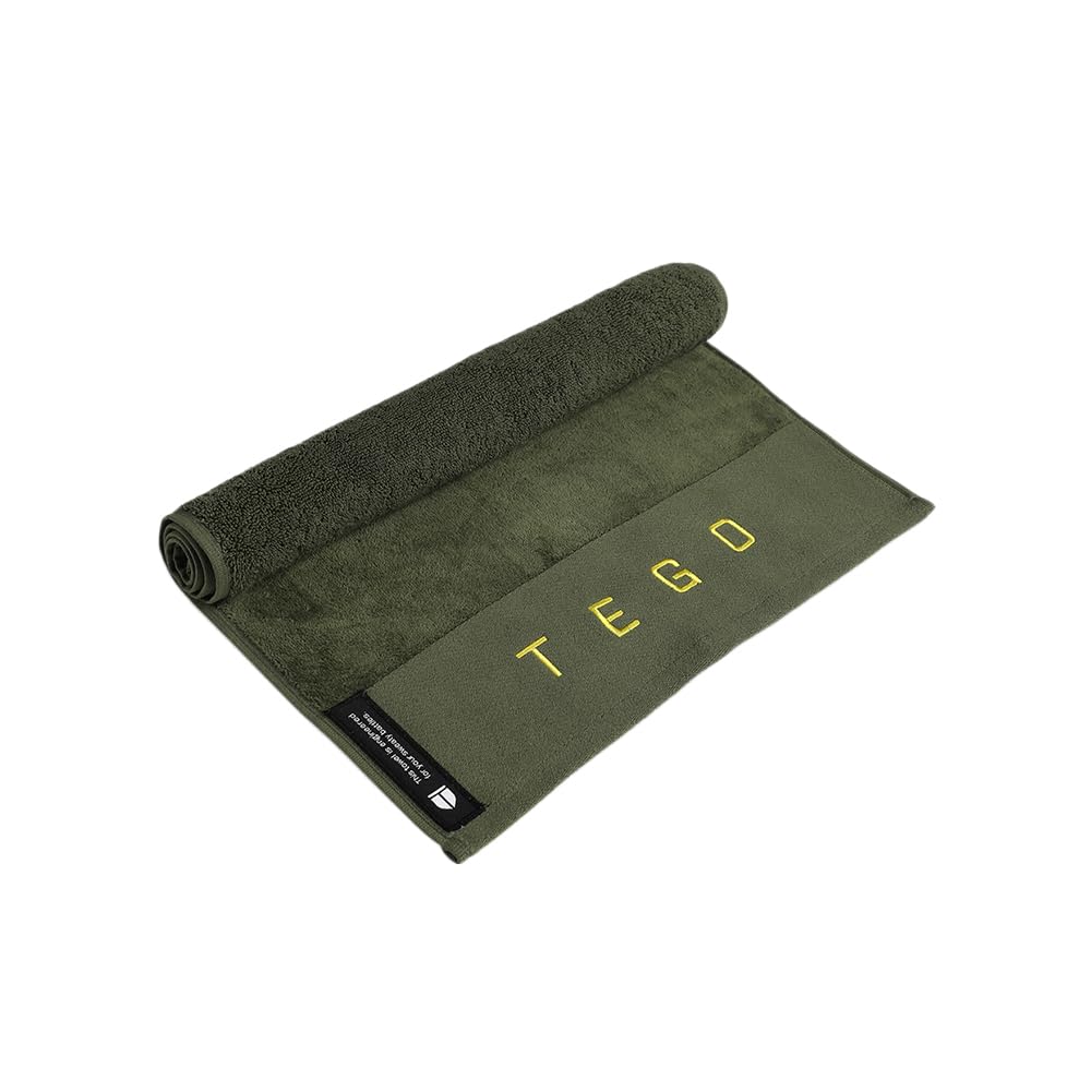 Tego Cotton Performance Sports Towel 100 Gsm - Gym, Work Out, Fitness Towel (Camo Green & Flash Orange)