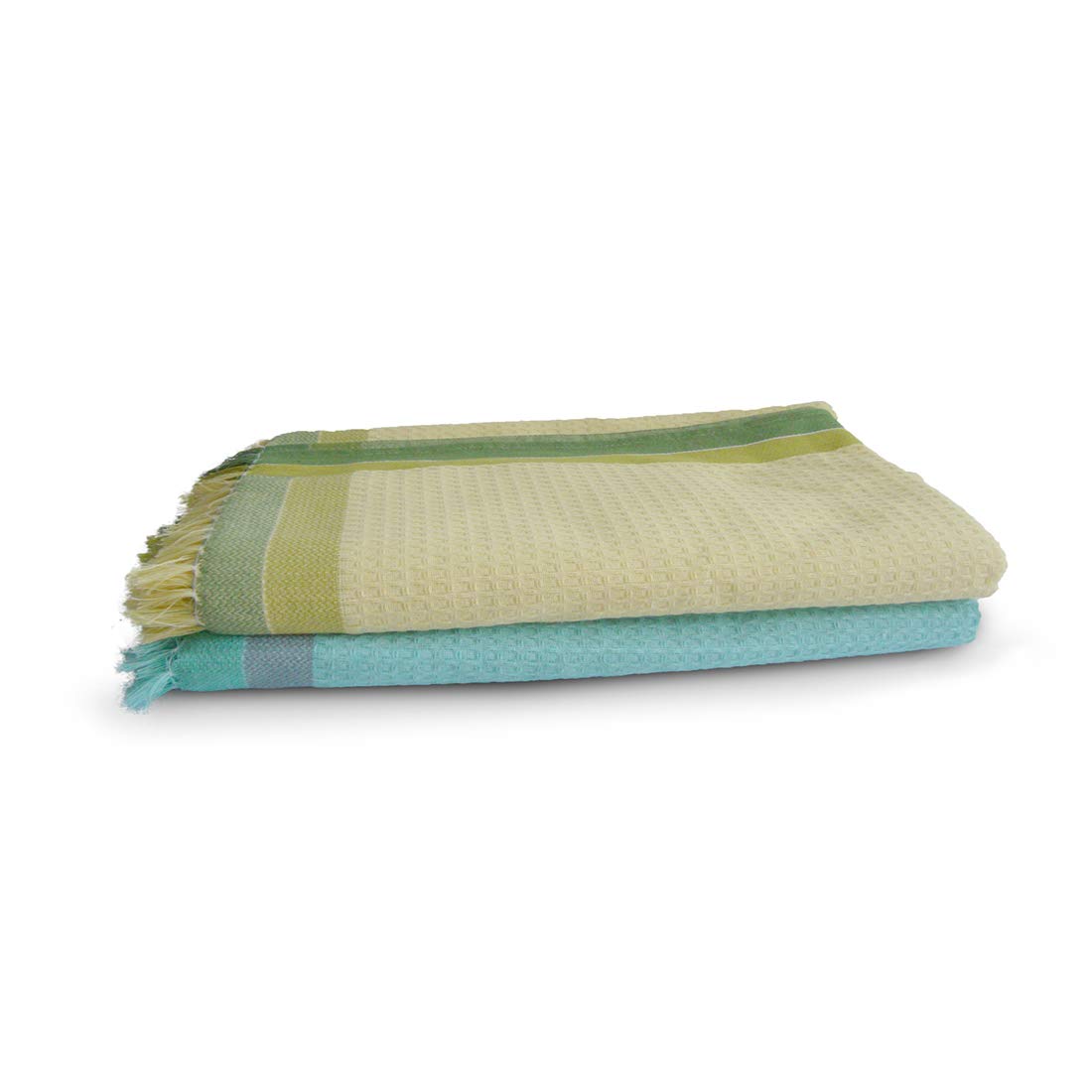 Athom Trendz Living Light Weight Cotton Premium Waffle Border Bath Towel 480 Gsm | Pack Of 2 (Multi11)