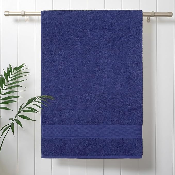 Hanorix 100% Cotton Large Size Bath Towel 900 Gsm | Soft Bath Towel For Men & Women Ultra Absorbent Cotton Towel Soft & Absorbent Towel (Blue) - Pack Of 2