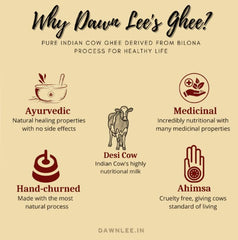 Natural Premium A2 Bilona Indian Cow Ghee By Dawn Lee | High In Fiber Healthy & Nutritious Handmade A2 Bilona Ghee Good For Eyes | (250ml) 8.4 Ounce | Jar Pack