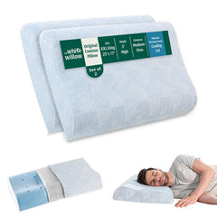 Cervical Pillow, For Neck & Shoulder Pain Relief, Sky Blue - XXL King Size | Cool Gel Memory Foam Pillow For Sleeping | Orthopedic Pillow For Spondylitis - Medical Pillow - Set Of 2
