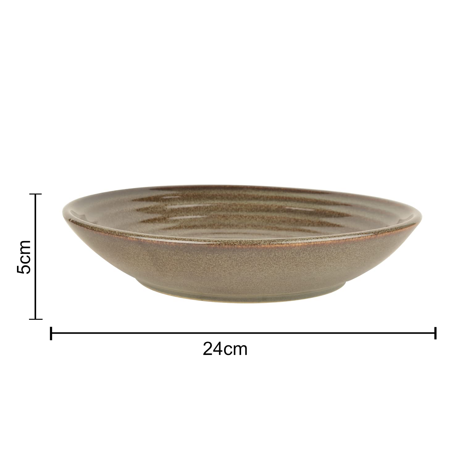 Studio Pottery Ceramic Shallow Serving Bowl - Brown, Diameter - 24 Cm, 800ml | Salad Bowl - Pasta Serving Bowl | Snack Bowl - Brown Symphony Collection