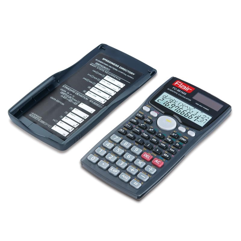 Flair FC-991 MS Scientific Calculator | 401 Functions With 40 Scientific Calculations | 2 Line Display | Matrix & Vector Calculations | Two Way Power | 10 + 2 Digits Calculator | Black