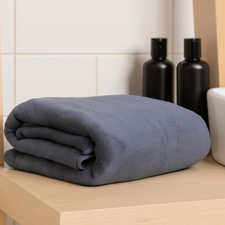 Cotton Bolls Textiles Premium Microfiber Bath Towel 400 Gsm | Ultra-Soft, Quick Dry Super Highly Absorbent, Superior Comfort, Durable & Elegant Design Towel (Dark Grey)