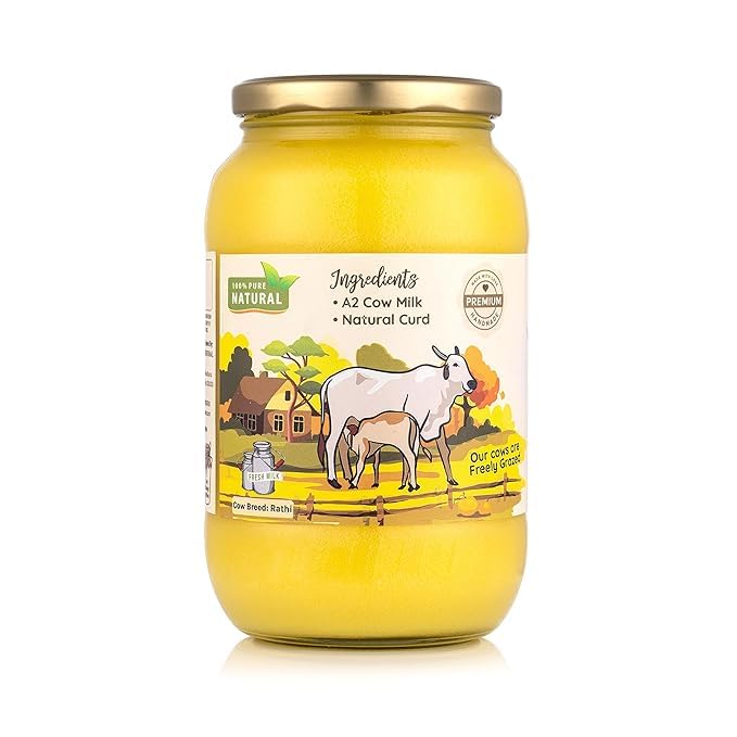 100% Natural A2 Desi Cow Ghee By Kasutam | Rich In Vitamins, Minerals Healthy Desi Cow Ghee Perfect For Overall Health | 2 Litre (1 Litr * 2) 67.6 Ounce | Jar Pack