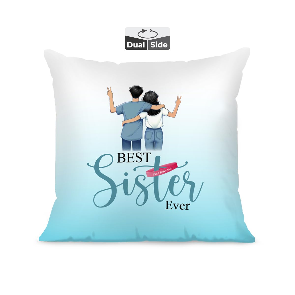 Premium Pillow Cushion For Best Brother, Sky-Blue & White - 16 Inch | Unique Thoughtful Cute Birthday Pillow Gift For Brother | Raksha Bandhan, Bhaidooj | With Filler Cushion - Design 25