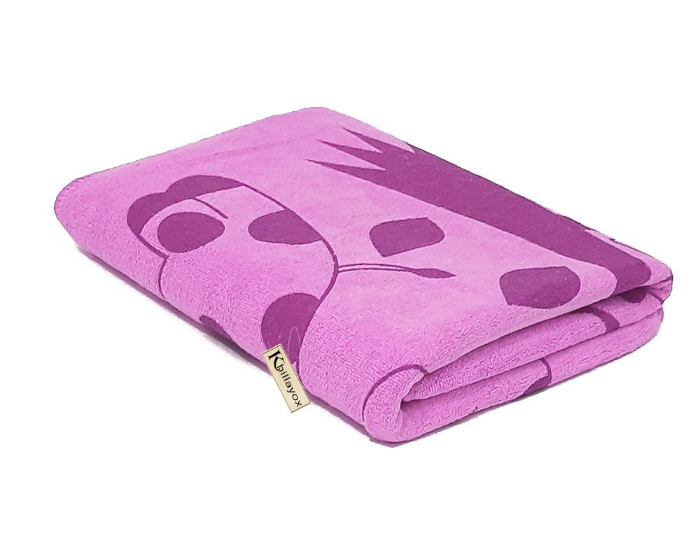 Khillayox Super Soft Bath Towel 400 Gsm | Super Absorbent Reusable Towel With Cute Cartoon Bear Print Washcloth For Babies (Purple)