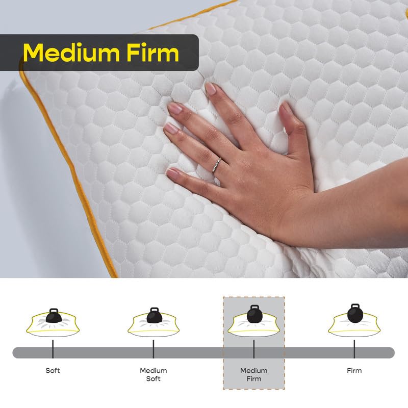 Orthopedic Memory Foam Pillow For Better Shoulder, Neck Support, Standard Size - 25x16 Inches | White, Bamboo Fabric, Bed Pillow, Perfect For Side Sleepers - 1 Piece