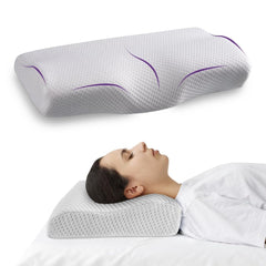 Memory Foam Pillow, Cervical Pillow For Sleeping, White, Large Size - 58.4 X 38.1 W X 10.1 H Cm | For Neck Pain Relief, Orthopedic Pillow With Extra Curve, Neck Support, Washable