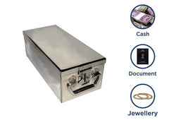 Stainless Steel Locker Boxes, Cheque Book Box, Jewellery Boxes, Cash Box, Bank Locker Box, Peti Size - 8 Inch Cash Box (8" Long (Small) - 8" X 4" X 3"), Colour - Silver
