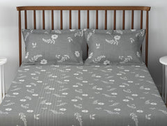 100% Cotton Double Bedsheet With 2 Pillow Cover - 90 X 100 Inches, Grey | Soft & Breathable, Comfortable & Durable Bedding For All Seasons