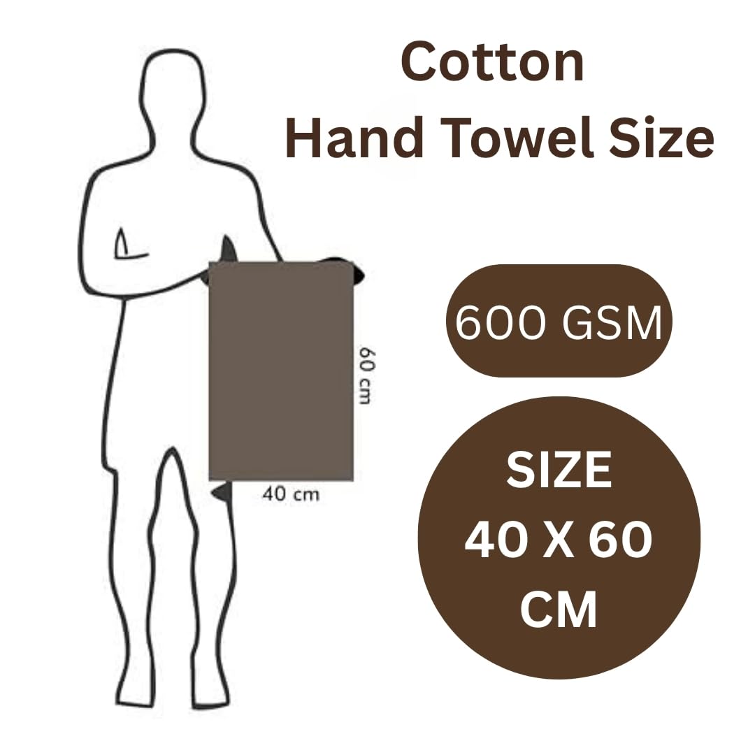 Stamio Cotton Hand Towels 400 Gsm | Home & Kitchen Use, Gym, Wash Basin, Sports | Soft, Absorbent, Quick Dry, Full Large Size (Set Of 2)- Beige
