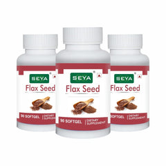 Seya Flaxseed Softgel Capsule, Health Supplement Natural Source Of Omega 3, 6, 9, For Heart, Brain, Immunity, Skin, Hair, Eyes, Anti - Inflammation | 90 Softgel 150gm 0.3lbs Each Pack Of 3