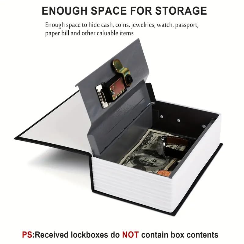 Label Book Locker Dictionary Stainless Steel Hidden Safe Jewellery Box, Cash Locker For Home & Office (18 X 12 X 5.5 Cm) Colour - Black, Lock Type - Combination